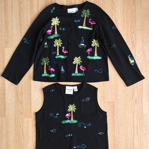 Vintage Michael Simon New York Women's Embroidered 2 pc Set, Applique Jacket and